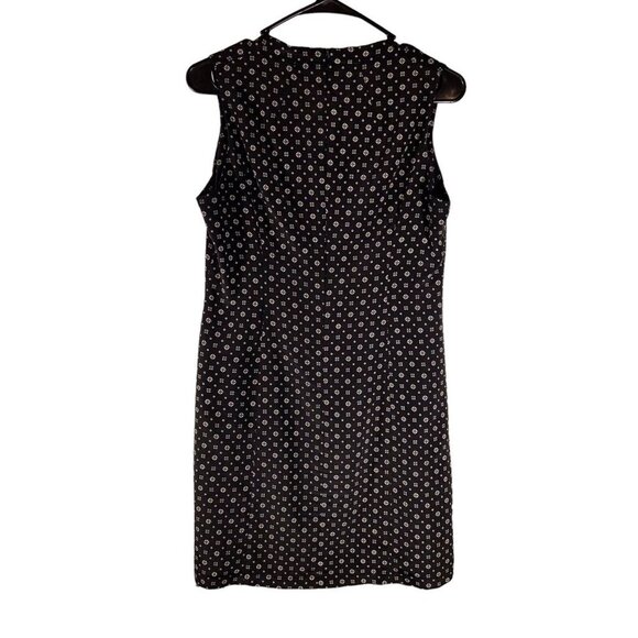 Technology Art Dress Large A line Short Geometric Black Cream Sleeveless Career - Picture 2 of 8